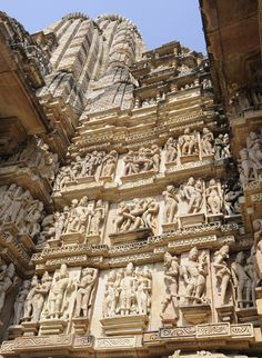 intricate carvings on the side of an ancient building