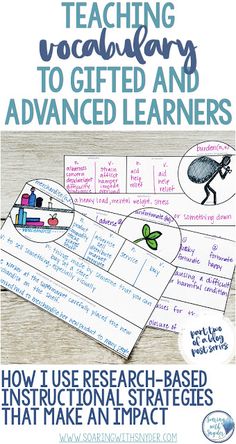 an instructional poster with the words teaching vocably to getted and advanced learners