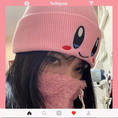 Kirby Beanie Outfit, Gorros Aesthetic, Kirby Beanie, Kirby Hat, Anime Beanie, Kawaii Kirby, Beanie Fashion, Kawaii Hat, Pink Games