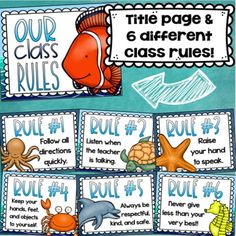 an ocean themed classroom poster with the words, rules and other things to do on it