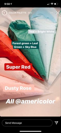 an image of different colors of fabric on a cell phone screen with the text super red dusty rose all @ americolor