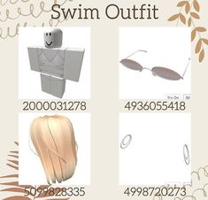 an image of the swim outfit and sunglasses that are available in different colors, shapes, and sizes