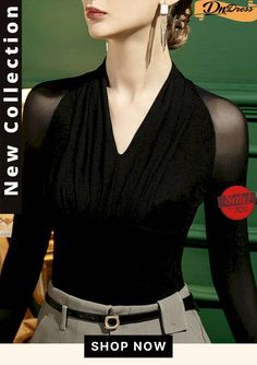 Casual Long Sleeves Skinny Mesh Pleated Split-joint V-neck T-shirts Tops Stretch V-neck T-shirt For Work, Fall V-neck Top With Splicing Details, V-neck Spliced Top For Fall, V-neck Splicing Top For Fall, Fall V-neck Spliced Tops, Elegant Black Splicing Top, Trendy Tops, Shoulder Sleeve, T Shirt Top