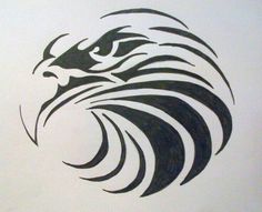 a black and white drawing of an eagle