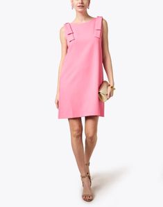 This pink sleeveless shift dress by Abbey Glass is a modern take on a classic look. With bows on each shoulder and a high boat neckline, this dress is the epitome of classy femininity. With a quick switch of accessories, take this look from day to evening. Shift Dress Formal, Mob Dress, Pink Linen Dress, Cotton Silk Dress, Skirt And Top Dress, Cotton Shift Dress, Paisley Print Dress, Mob Dresses, Floral Embroidered Dress