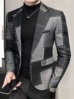 Mens Coat Design For Men, Jackets Men Fashion Winter, Trending Mens Fashion, Christmas Blazer, Streetwear Coat, Blazers Men, Graphic Jackets, Business Casual Blazer, Blazer Casual