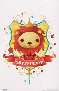 a drawing of a lion with a banner around it that says gryffindor