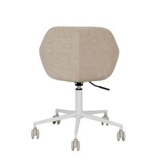 an office chair with wheels and a seat cushion on the back, viewed from the front