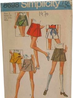 an image of a woman's skirt and shorts sewing pattern from the 1960s,