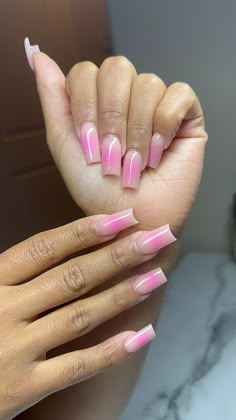 Pink Nails Asthetics, Pink Aura Nails Square, Aura Nails Square, Ora Nails, Pink Nails Hot Pink, Pink Square Nails, Nail Ideas Pink