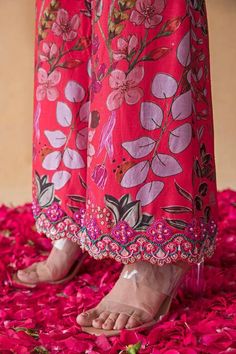 Buy Pink Dupion Silk Print Floral Sweetheart Neck Blazer And Pant Set For Women by Shachi Sood Online at Aza Fashions. Fitted Pink Bottoms With Floral Embroidery, Pink Summer Wedding Bottoms, Pink Floral Embroidered Pants For Spring, Spring Pink Pants With Floral Embroidery, Elegant Pink Flare Pants, Floral Print Pants For Spring Festivals, Elegant Pink Floral Print Pants, Pink Pants For Summer Weddings, Floral Print Bottoms For Festive Spring Occasion