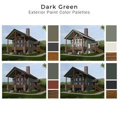 the exterior paint color palettes are shown in four different colors, including green and brown