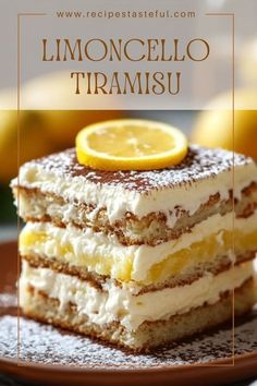 A refreshing twist on a classic dessert, this Limoncello Tiramisu combines creamy mascarpone, zesty lemon, and a hint of Limoncello liqueur for a delightful finish to any meal. Lemon Tirimasu Recipes, Lemon Cello Tiramisu, Limoncello Recipe Desserts, Lemoncello Tirimasu, Limoncello Dessert Recipes, Limoncello Tiramisu Recipe, Tiramisu Variations, Italian Desserts For A Crowd, Tirimasu Recipes