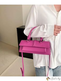 BirdinBag - Chic Handheld Shoulder Messenger Bag - Elegant Champagne Design Purple Shoulder Bag For Office, Pink Rectangular Baguette Bag With Top Carry Handle, Pink Rectangular Baguette Bag With Top Handle, Pink Baguette Bag With Top Carry Handle, Purple Office Bag With Detachable Handle, Purple Top Handle Bag For Office, Purple Satchel Shoulder Bag For Office, Shopping Satchel Flap Bag With Handles, Purple Office Crossbody Shoulder Bag