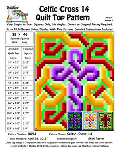 the celtic cross quilt pattern is shown with instructions for each stitcher and color - by - number