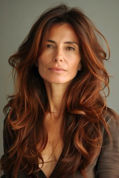 85+ Stunning Hairstyle Ideas For Women Over 40 Auburn Hair Women Over 40, Red Auburn Highlights, Rich Auburn Hair Color, Copper Highlights On Dark Hair, Auburn Hair Color With Highlights, Auburn Hair With Highlights, Deep Auburn Hair, Deep Auburn