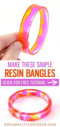 Transparent bangles colored with oranges, pinks and reds with small areas of clear and completely transparent. Easy Diy Fashion, Crafts To Do When Your Bored, Craft Projects For Adults, Tie Dye Kit, Fun Crafts To Do, Resin Bangles, Fun Arts And Crafts