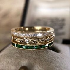 Gold Stackable Rings, خواتم خطوبة, Emerald Jewellery, French Cut, Step Cut, Jewelry Designers, Classy Jewelry, Jewelry Lookbook, Crown Jewels