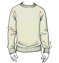 an image of a man's sweater with red arrows on the chest and arms