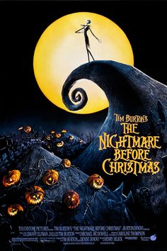 the poster for tim burton's the nightmare before christmas starring jack skellingon