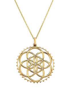 14K Seed of Life Pendant With Diamonds Seven Days Of Creation, The Seed Of Life, Circular Designs, Gold Minimalist Jewelry, Rose Gold Circle, Days Of Creation, Magic Symbols, Seed Of Life, Filigree Pendant