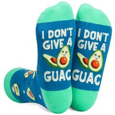 Avocado SocksThese blue socks feature a playful saying, "I DON'T GAVE A GUAC", along with lovely avocados.SizeOur unisex design fits most men's US size 6-13 feet and most women's US size 7 and up.Our Unisex Design Fits Most Men'S Us Size 6-13 Feet And Most Women'S Us Size 7 And Up.Our fruit socks are made of 80% Cotton, 15% Polyamide and 5% Elastane to ensure they are soft, comfortable, stretchy and breathable.Avocado Gifts For Avocado Lover... Avocado Gifts, Fruit Socks, Avocado Socks, 2023 Funny, Green Socks, Medical Gifts, Blue Socks, Women's Socks, Men's Socks