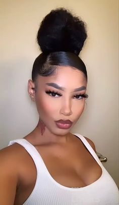 Cute Bun Hairstyles, Natural Hair Bun Styles, 13x4 Lace Front Wig, Nose Piercings, Curly Hair Styles Easy, Natural Curls Hairstyles, Natural Hair Styles Easy, Natural Hair Updo