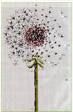 a cross stitch dandelion is shown in the shape of a square with dots on it