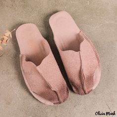 Olivia Mark - Genuine Leather Round Toe Literary Linen Cotton Slippers with Super Soft Cowhide Exterior for Casual Outdoor Wear Casual Summer Slippers, Cow Hide Shoes, Mori Girl Fashion, Girls Flats, Oxford Boots, Coffee Wine, Summer Slippers, Leather Sandals Flat, Chunky Heels Sandals