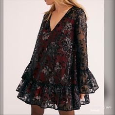 Brand Brand People Falling, Free People Fall, Falling Flowers, Free People Mini Dress, Flowers Black, Black Sequin Dress, Lace Bodycon Dress, Mini Sweater Dress, Patchwork Dress