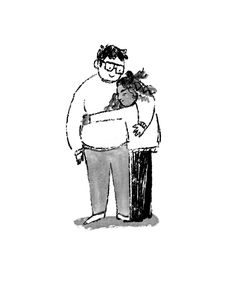 a drawing of a man hugging a woman