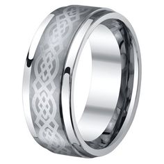 Celebrate your dedication with our men's tungsten band. The hypoallergenic ring offers a healthy alternative to your individual style. This piece is made of tungsten and features a Celtic knot design and a step edge with a high polish finish. Whether you?re wearing this as a fashionable statement ring, or a daily wedding band, this will become an instant classic for any wardrobe. A unique blend of fashion, durability and weight, makes this an ideal choice for any occasion, whether formal or casu