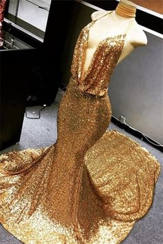 Gold Halter V-neck Mermaid Charming Sequined Deep Flow Neck Prom Party Gowns-Ballbella Formal Dresses Mermaid, Prom Dress Halter, Trumpet Evening Dress, Cheap Prom Dresses Long, Halter Prom Dresses, Sequin Formal Dress, Prom Dresses For Sale, Dress Halter, فستان سهرة