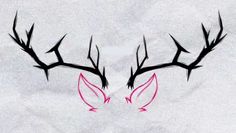 an image of a deer's head with antlers drawn on the side of it