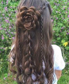 Braided Rose Hairstyle, Flower Braids, Braided Hairstyles For Wedding, Rose Hair, Braids For Long Hair, Box Braids Hairstyles, Aesthetic Hair, Hair Designs