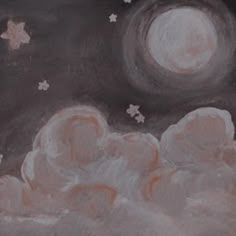 a painting with clouds and stars in the sky