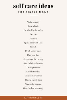 a poem that says self care ideas for single moms