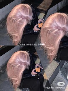 White Pink Hair Color, Shirt Hair Braids, Grown Out Hair Dye, Milk Pink Hair, Pink Hair On Tan Skin, Dust Pink Hair, Makeup For Pink Hair, Smoky Pink Hair, Korean Pink Hair