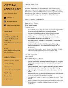 a professional resume template with an orange and black color scheme, it is also designed to be