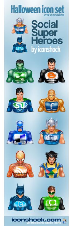 a poster with different types of superheros and their names on it's side