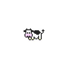 an image of a cow pixelated in black and white on a plain background,