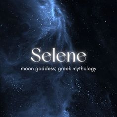 the words selene are written in white on a dark blue background with stars