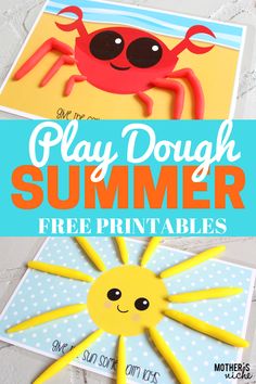 play dough summer printables for kids to make with the sun and sea creatures