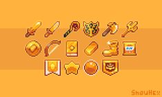 an image of some type of pixel art with different types of objects and shapes on it