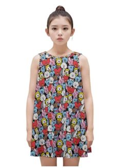 Free shipping! Introducing the BT21 Styled Girl's Sleeveless Cotton Dress!  Transform any day into a playful adventure with our adorable BT21-inspired sleeveless dress, crafted with 100% pure cotton for maximum comfort and style. Designed with the vibrant and charming characters of BT21 in mind, this dress is sure to capture the hearts of both fans and fashionistas alike. Here's why our dress is a must-have for any BT21 enthusiast: Expressive Designs: Each dress style features eye-catching BT21- Line Drying, Sleeveless Cotton Dress, Bts Bt21, Tanktop Girl, And So The Adventure Begins, Color Lines, Trend Setter, Cotton Dresses, Sleeveless Dress