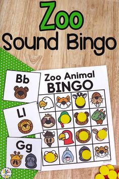 the zoo animal bingo game is next to some candy