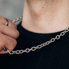 This 8mm rolo chain is made of high-quality stainless steel, which means it won't tarnish or rust, even when worn in the water. It is a perfect statement piece to add to your outfits. 💎Free shipping on all orders💎Waterproof and non tarnish💎Packaging that is ready to offer as a gift💎Customizable chain length The chunky 8mm rolo chain, a strong and durable necklace This waterproof, stainless steel curb chain necklace is handmade and looks incredible alone or with other pieces. Non-tarnish and Men’s Chains, Chain Necklace For Men, Necklace For Men, Rolo Chain, Silver Chain Necklace, Chains For Men, Curb Chain, Ladies Boutique, Men Necklace