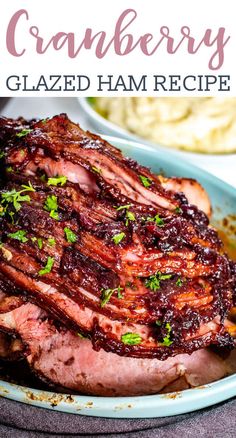 an image of a large roast beef with cranberry glazed ham recipe