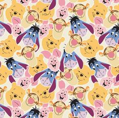 winnie the pooh wallpaper with many different faces and noses on it's face