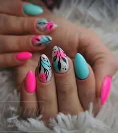 Fruit Nail Designs, Cute Nail Art Designs, Work Nails, Classy Acrylic Nails, Bright Nails, Nail Tattoo, Nails Desing, Hot Nails